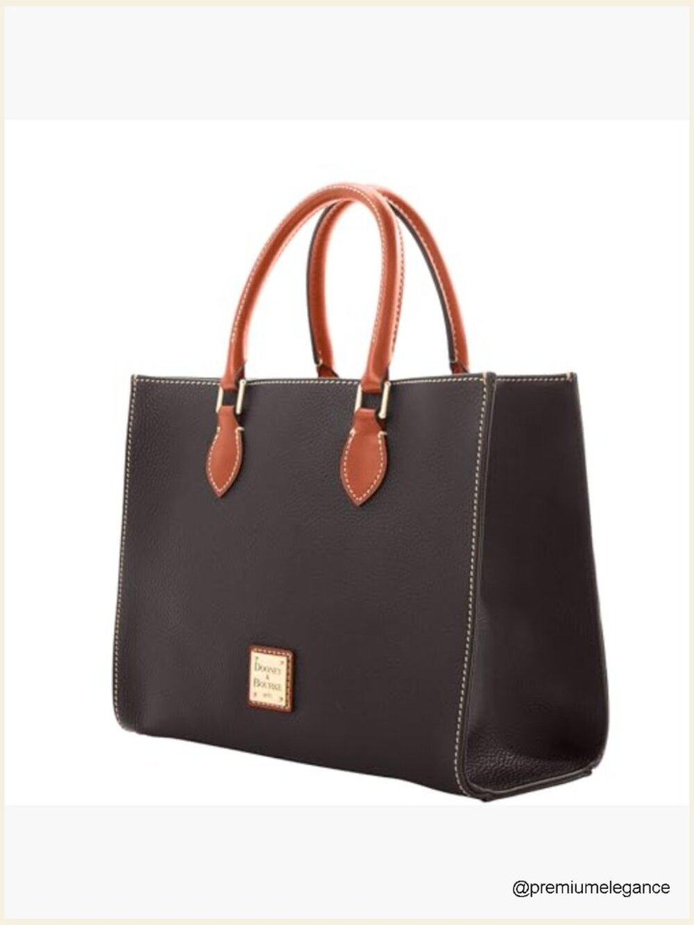 Pebble Grain Leather Satchel Handbag, Adjustable Crossbody Strap - Picture 3 of 6